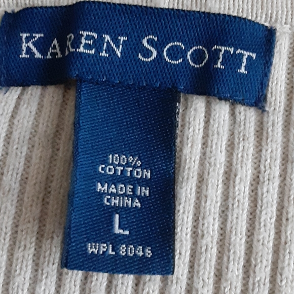 Karen Scott tan heather ribbed v-neck sweater - Picture 6 of 7